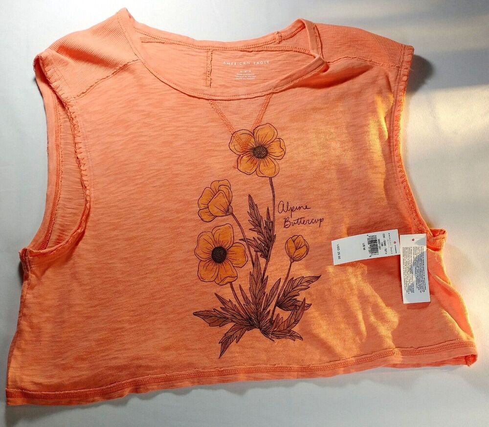 American Eagle Sleeveless Tee Women's Medium Scoop Neck Alpine Buttercup
